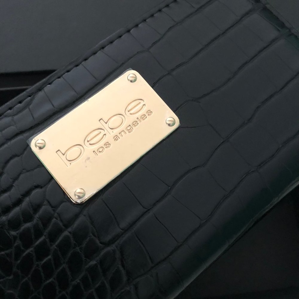 BEBE Signature Black NWT Natalie Croco Wallet - Picture 2 of 6